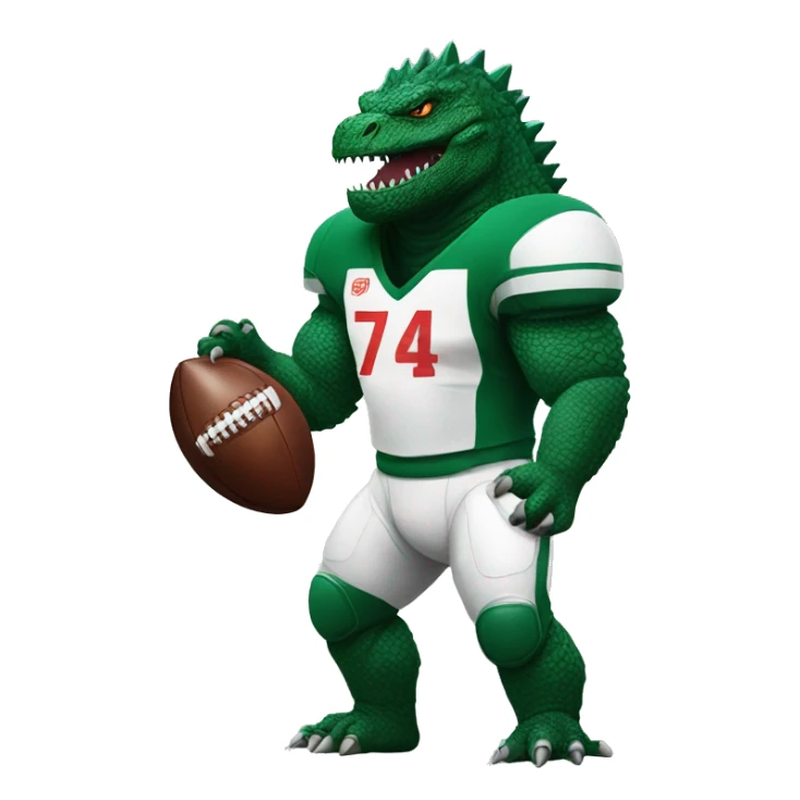 Godzilla dressed as a football player sticker
