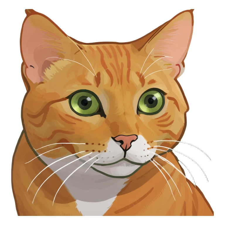 Orange tabby cat with big green eyes sticker