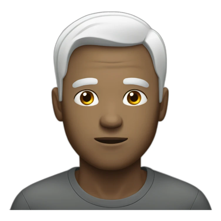 Man looking emotionless or depressed, white short hair sticker