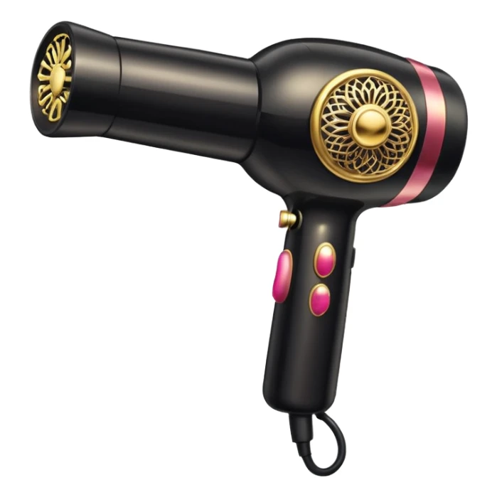 black blow dryer covered in jewelry sticker