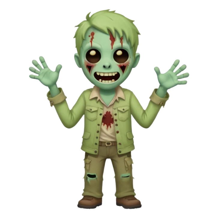 A cute, cheerful zombie is laughing hard, standing up sticker