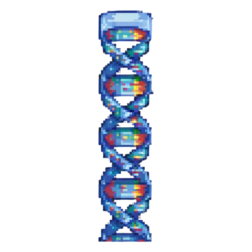 pixel art of a DNA double helix sticker
