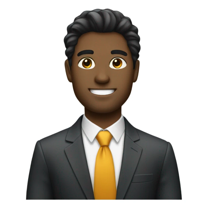 businessman black fluffy straight hair sticker