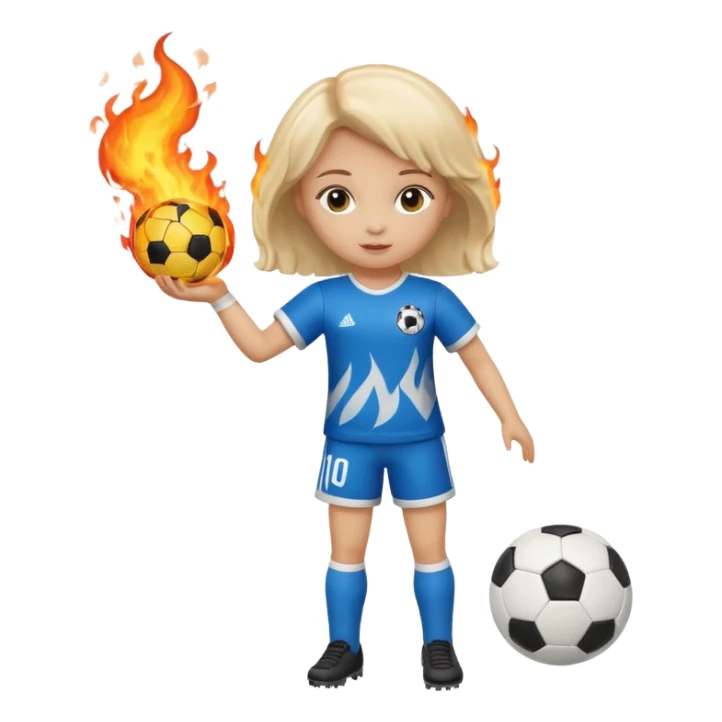Boneca segurando uma Bola de futebol e somente a bola está queimando sticker