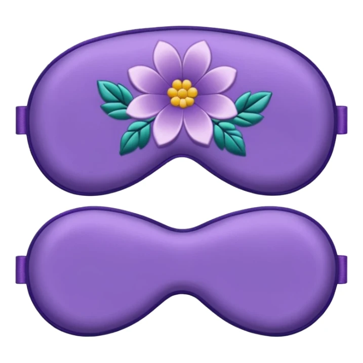 isolated silky sleep mask with a small embroidered flower sticker