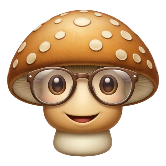mushroom without spots, smiling face, wearing glasses sticker