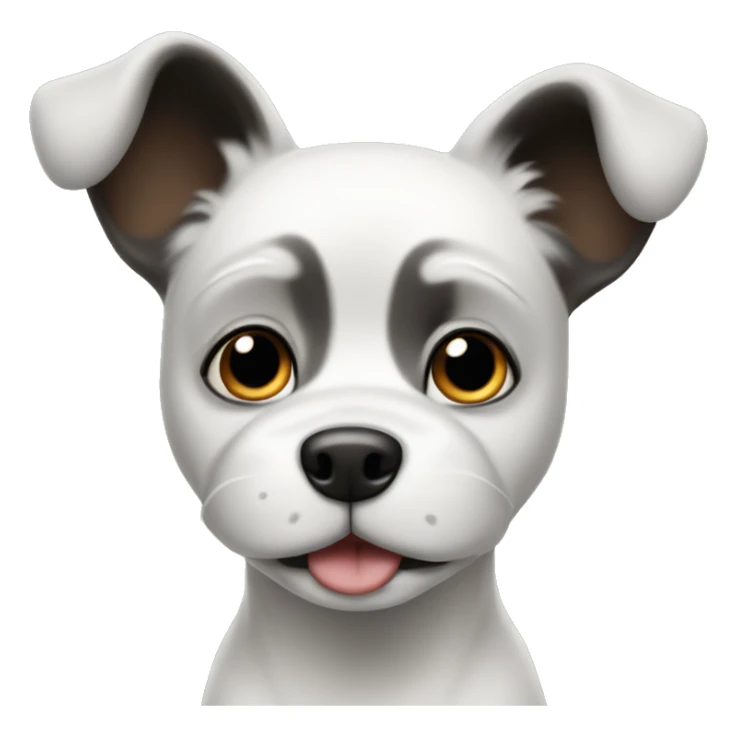 White and black dog with flappy ears and small nose and eyes sticker