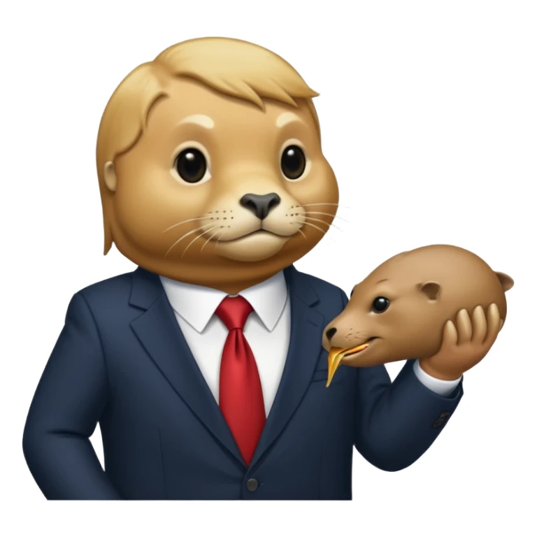 a sea lion eating donald trump sticker