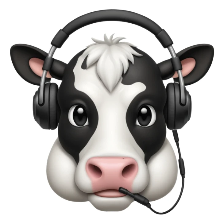 muscular cow with black headphones sticker