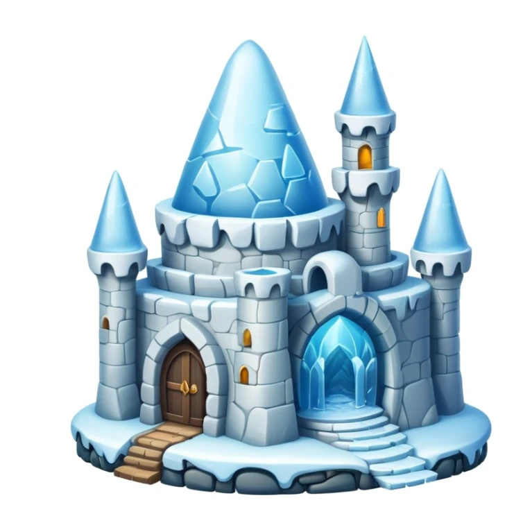 Ice castle wizard tower home for a penguin, magical igloo with spell books and potions sticker