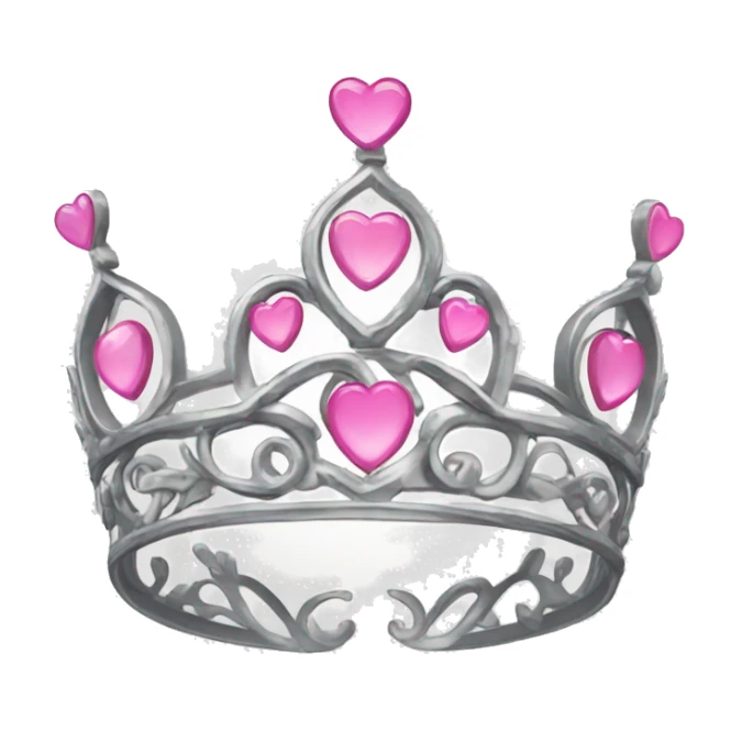 Sliver tiara with a pink heart sticker