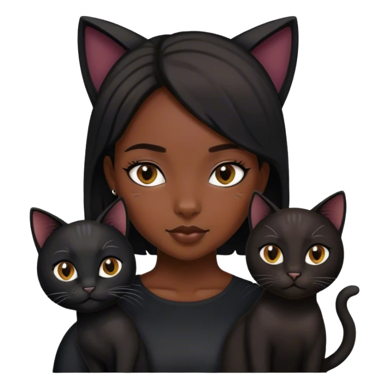 A black girl with her black cat sticker