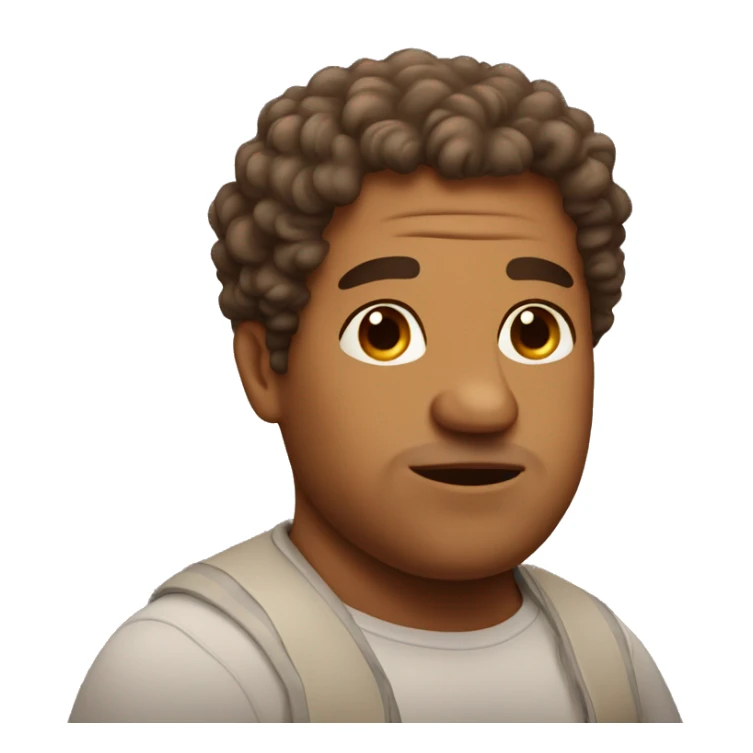 fat brown man with curly hair sticker