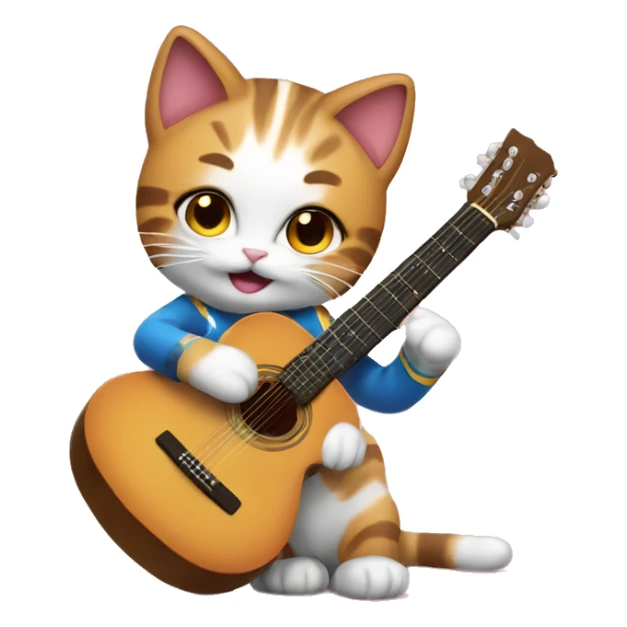 cheerleader cat playing acoustic guitar sticker