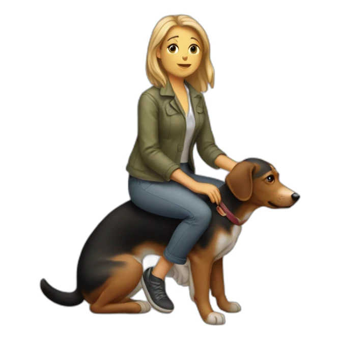 une femme assise sur un chien sticker