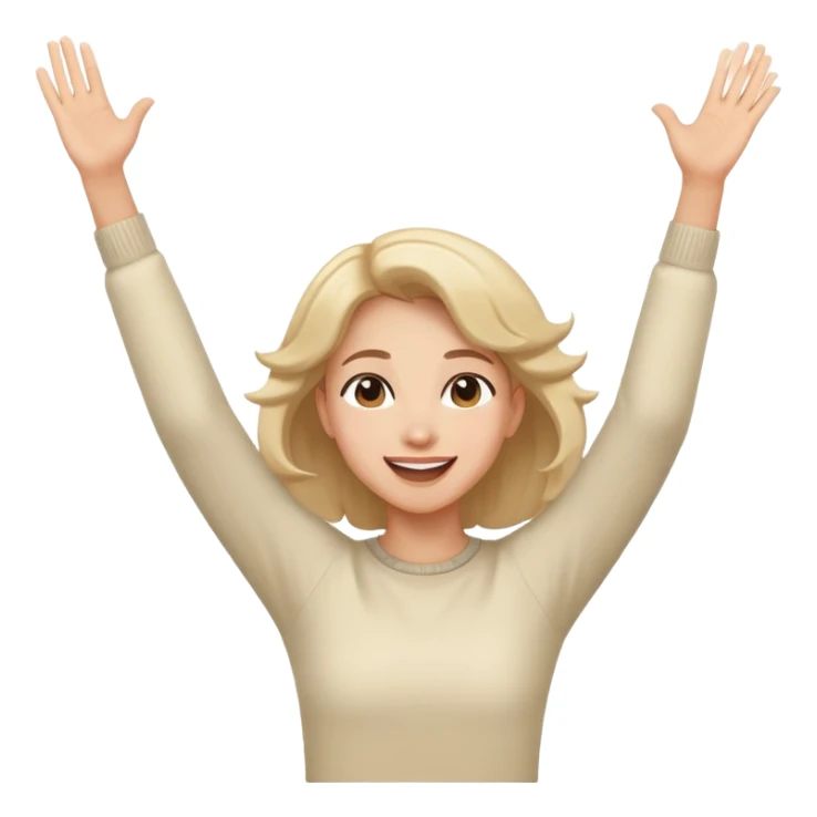 character doing a playful celebratory dance, arms in the air, joyful expression sticker