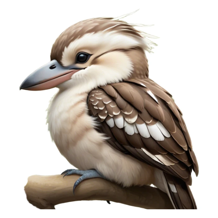 Meme-Worthy Cute Sleeping Kookaburra Portrait Emoji, Head resting peacefully with a contented smile, showcasing a stout build and a luxuriously soft brown plumage, eyes shut in a serene, restful doze, Simplified yet hilariously adorable features, highly detailed, glowing with a soft, drowsy light, high shine, relaxed and utterly lovable, stylized with an air of playful laziness, bright and heartwarming, soft glowing outline, capturing the essence of a comically sleepy kookaburra, so meme‐worthy it feels like it could instantly become the next viral sensation of adorable slumber! sticker