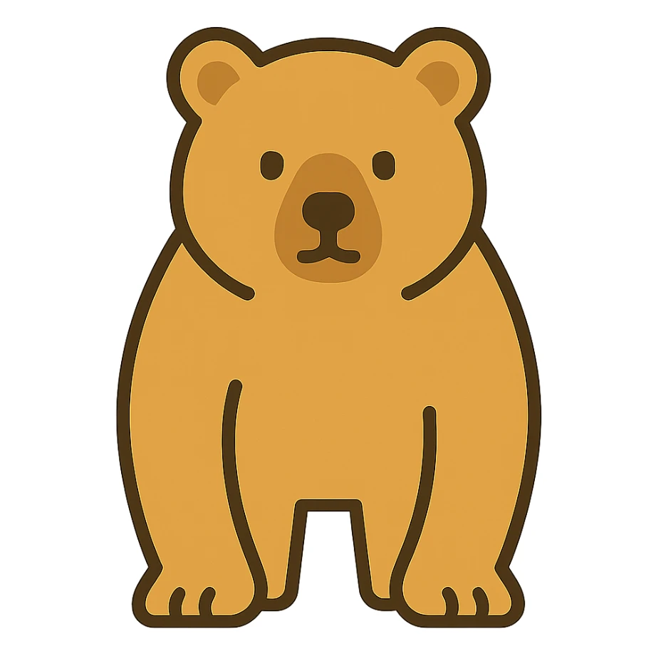 flat toon style blonde grizzly bear full body icon sticker