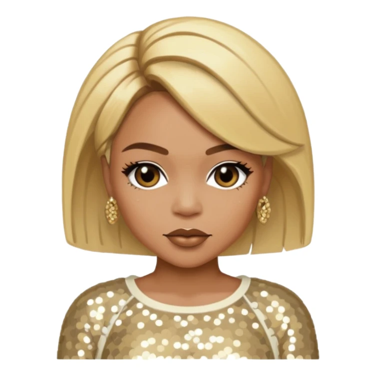 T-Boz from TLC with blonde hair, ivory sequin outfit sticker
