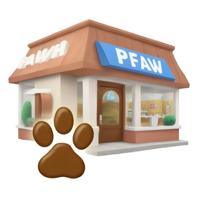 a paw store with a paw sign from half side view  sticker