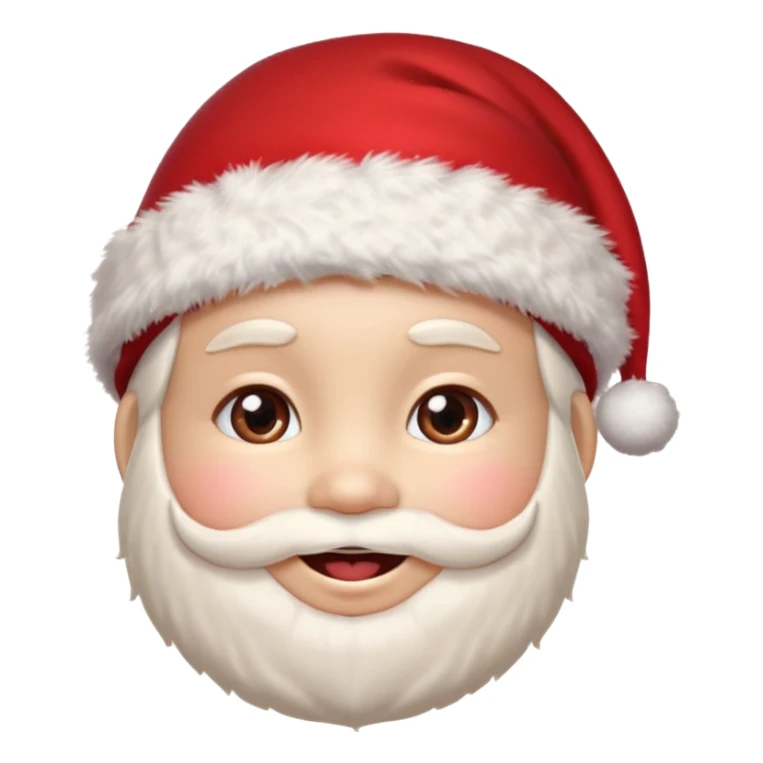 A small smiling face wearing a red Santa hat with a pompom, rosy cheeks and twinkling eyes, conveying a warm, festive vibe. It should be a trolling smile. sticker