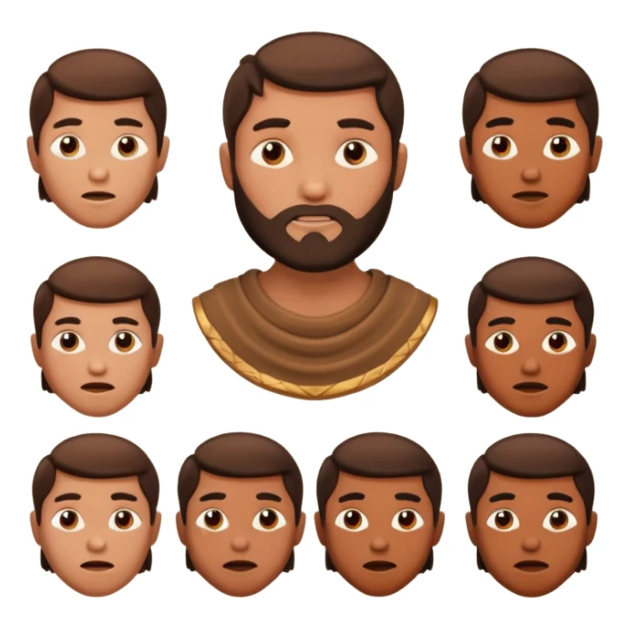 create an emoji set of a man from bronze age doing different emotions sticker