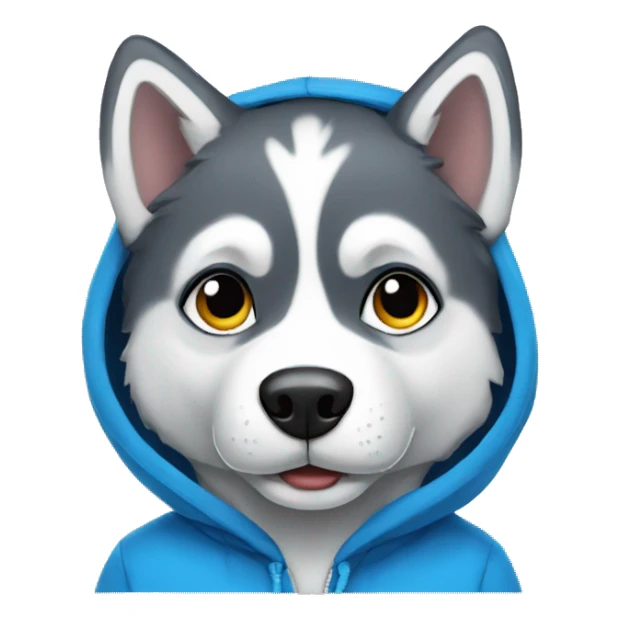 husky in a blue hoodie sticker