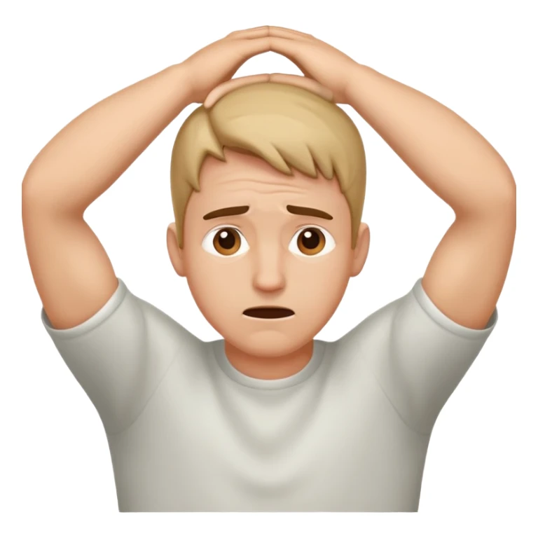 A man that’s is stressed as he puts his hands on his head sticker