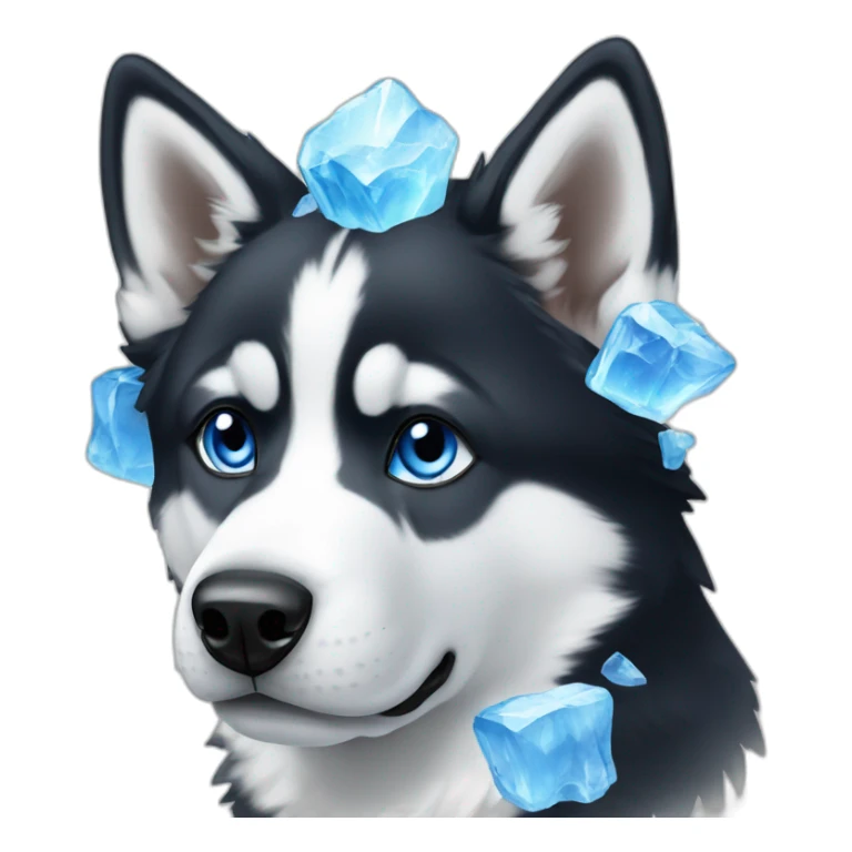 black and white husky with blue ice sticker