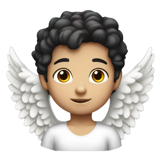 caucasian dark hair small kid angel  sticker