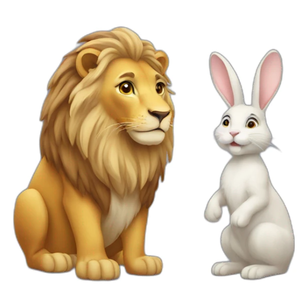 Un lion qui donne une gifle à un lapin sticker
