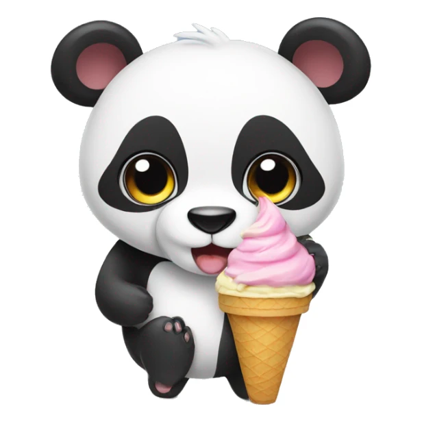 Panda eating ice cream sticker