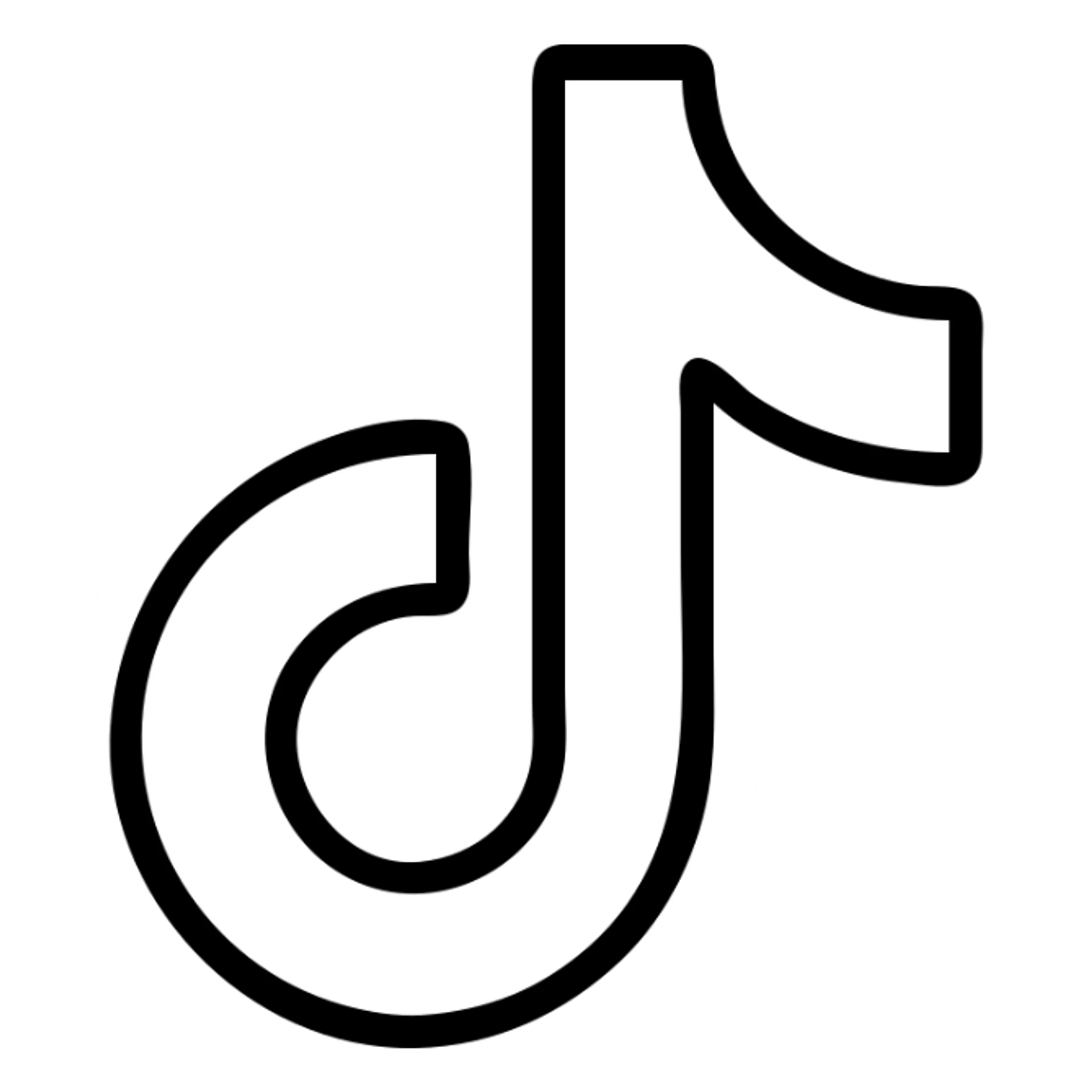 White TikTok logo, simple, clean, just outlines, on transparent background, no frame sticker