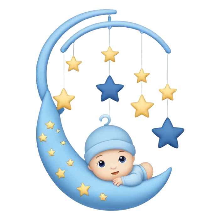 Blue baby mobile with stars and moon sticker