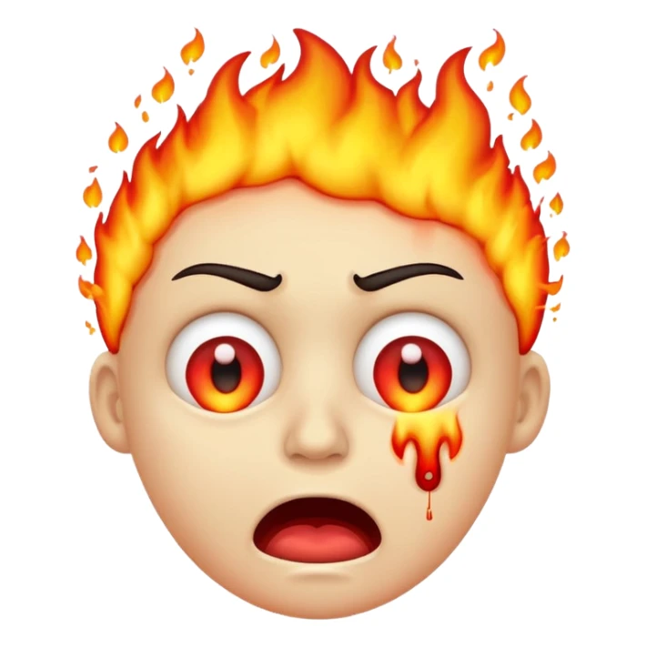 emoji scared and worried face with burning eyes and vomiting sticker