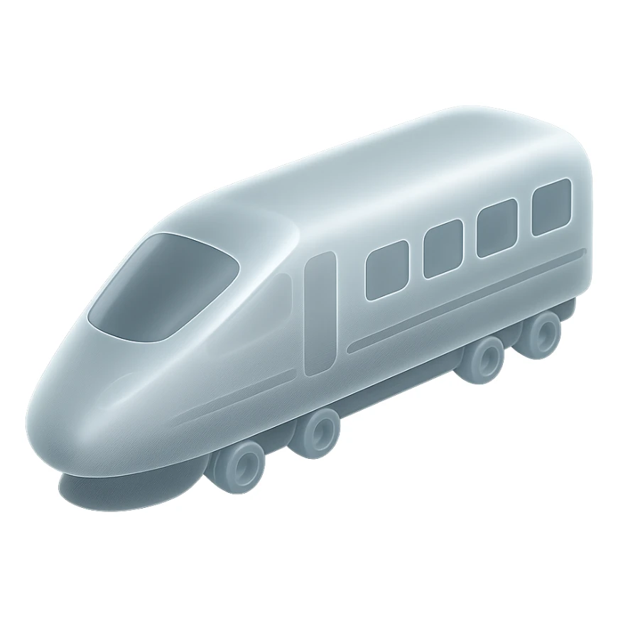 modern white train, matte glass style, side view sticker