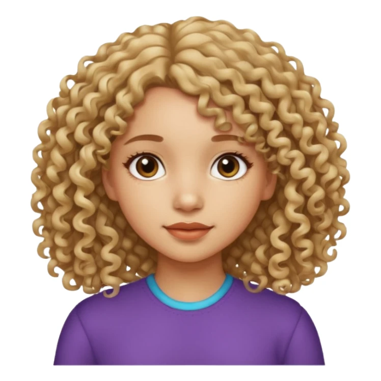 A girl with medium-length, curly hair without volume.  sticker