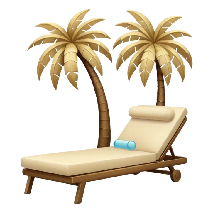 Sea, palm tree, pale beige chaise longue sticker