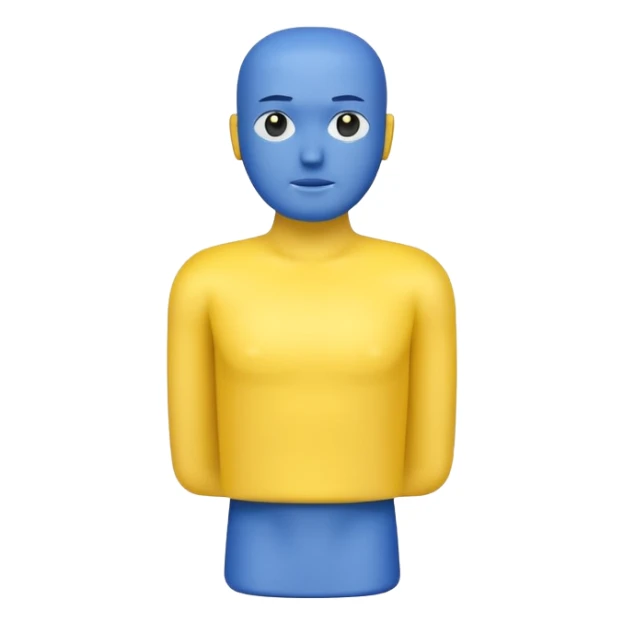 Toy: yellow square head  blue square troso   sticker