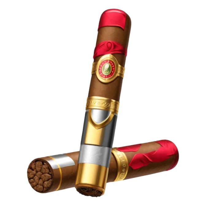 A luxury cigar emoji made of silver chrome, smooth metallic texture, minimal shape, glossy reflections, rich swag aesthetic, iOS emoji style, centered, clean white background sticker