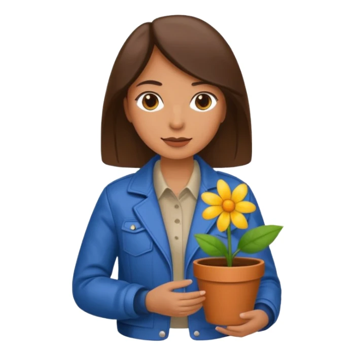 woman holding a flower pot in jacket sticker