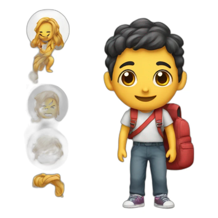 criar uma abelha indo para a escola com mochila e dando chau sticker