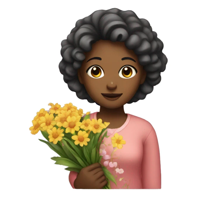 girl with flowers sticker