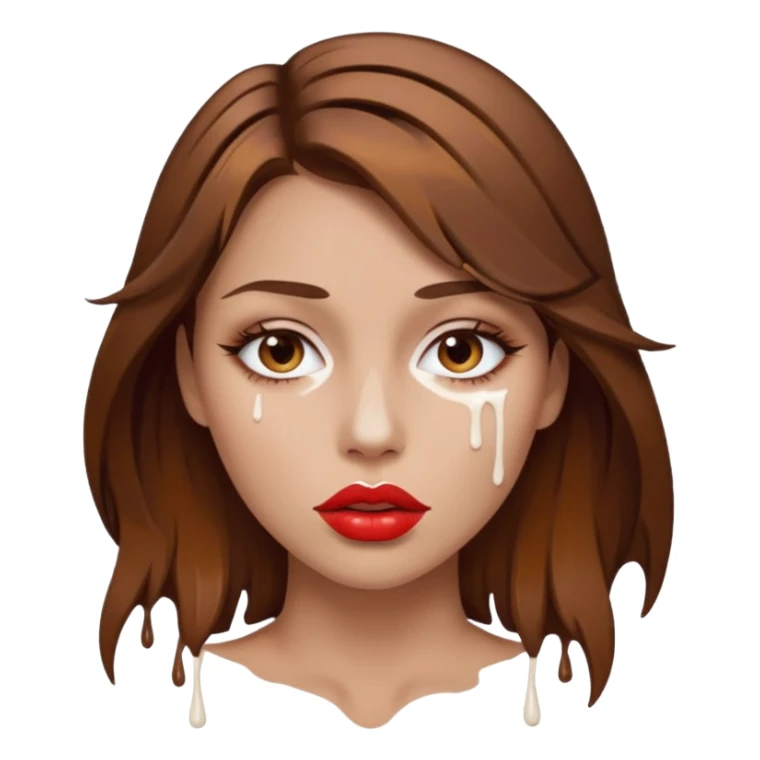 Brown Hair, Woman, white paint drip, face, hot, Sexy, lips sticker