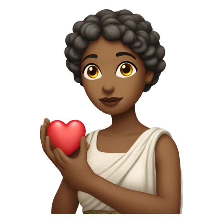 Greek Sappho holds a heart in her hand sticker
