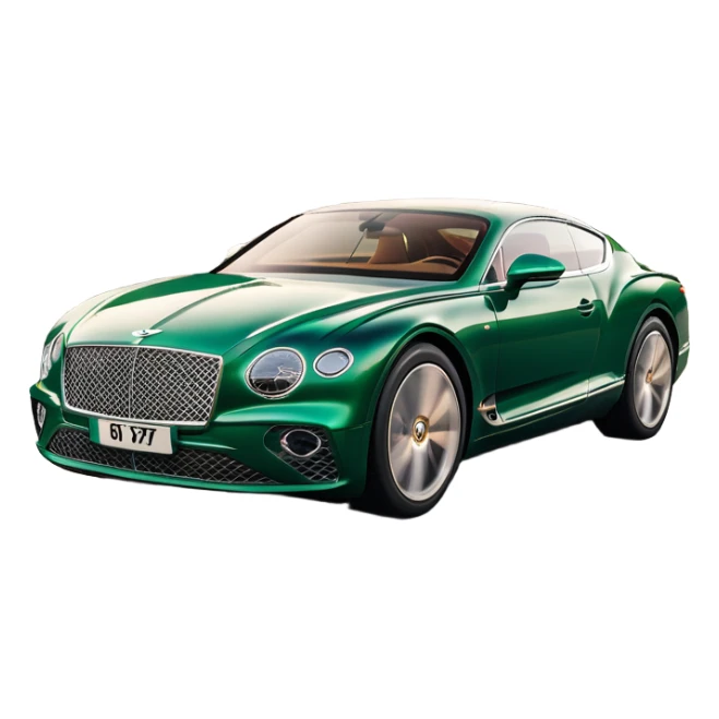Bentley Continental GT (2022) – cinematic-realistic Bentley Continental GT, its deep emerald green paint reflecting the golden hour sunlight as it cruises along a coastal highway. The roar of its W12 engine builds as it accelerates, the plush leather interior offering an unmatched blend of luxury and performance. sticker