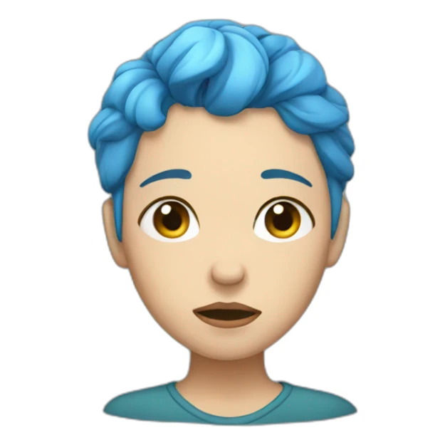 tired stressed girl with blue hair sticker