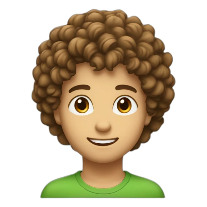 Garçon cheveux bouclés pas trop de volume avec la couleur brun et les yeux verts sticker