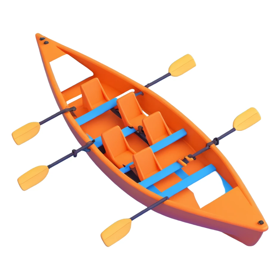 blue four-person Olympic rowing boat, top view sticker