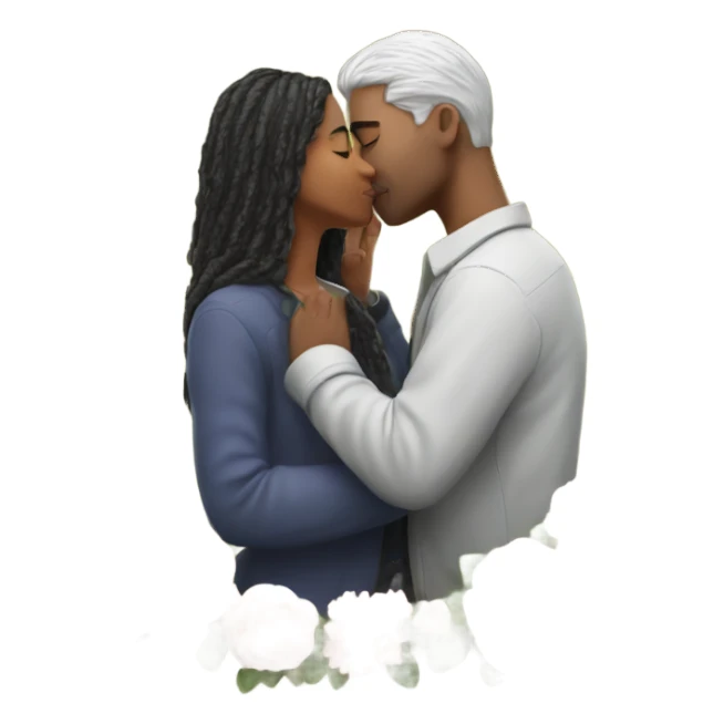 Hyper Realistic Couple kissing with flowers around them sticker